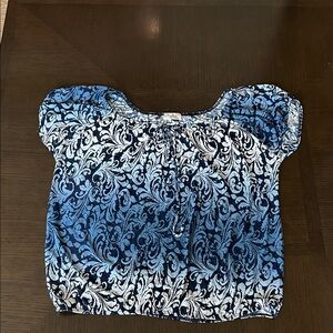 Lavish Navy and White Swirl Blouse